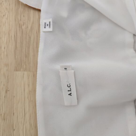 A.L.C. Tank Top Womens 8 White Floral Sleeveless Bow Tie Front Blouse Summer - Picture 3 of 8